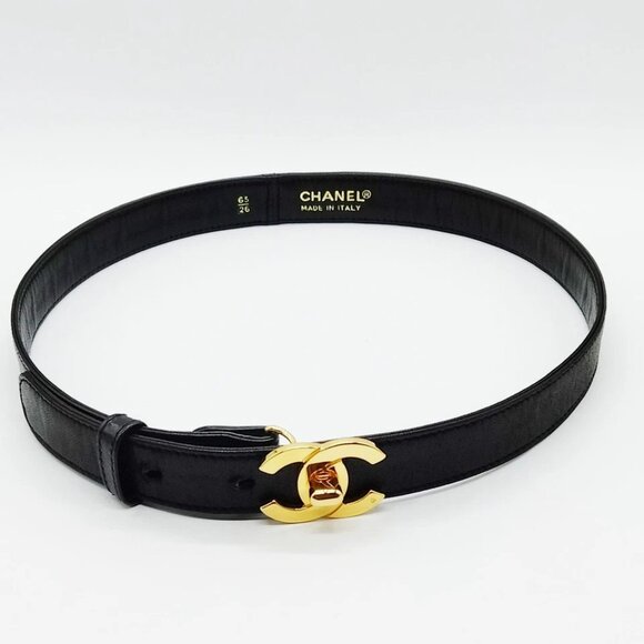 Chanel Belt Black Gold Leather 700-060225 - Picture 2 of 8